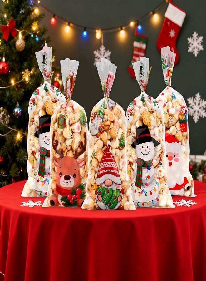Luktastic Christmas Treat Bags, 100Pcs Christmas Candy Bags, Xmas Cellophane Treat Bags with Twist Ties, Xmas Cellophane Gift Bag Cookie Bags Goodie Bag for Winter Xmas Holiday Party Favors Supplies - Image 3